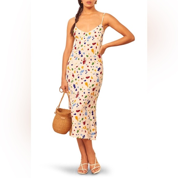 REFORMATION Dress Nella Sleeveless Midi Painted Lady - Picture 1 of 7